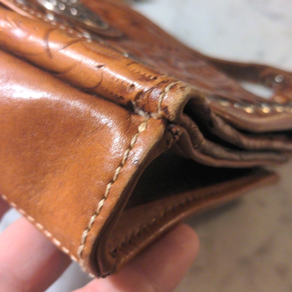 Western Style Crossbody Bag with Embossed Design and Long Strap - Picture 12 of 12